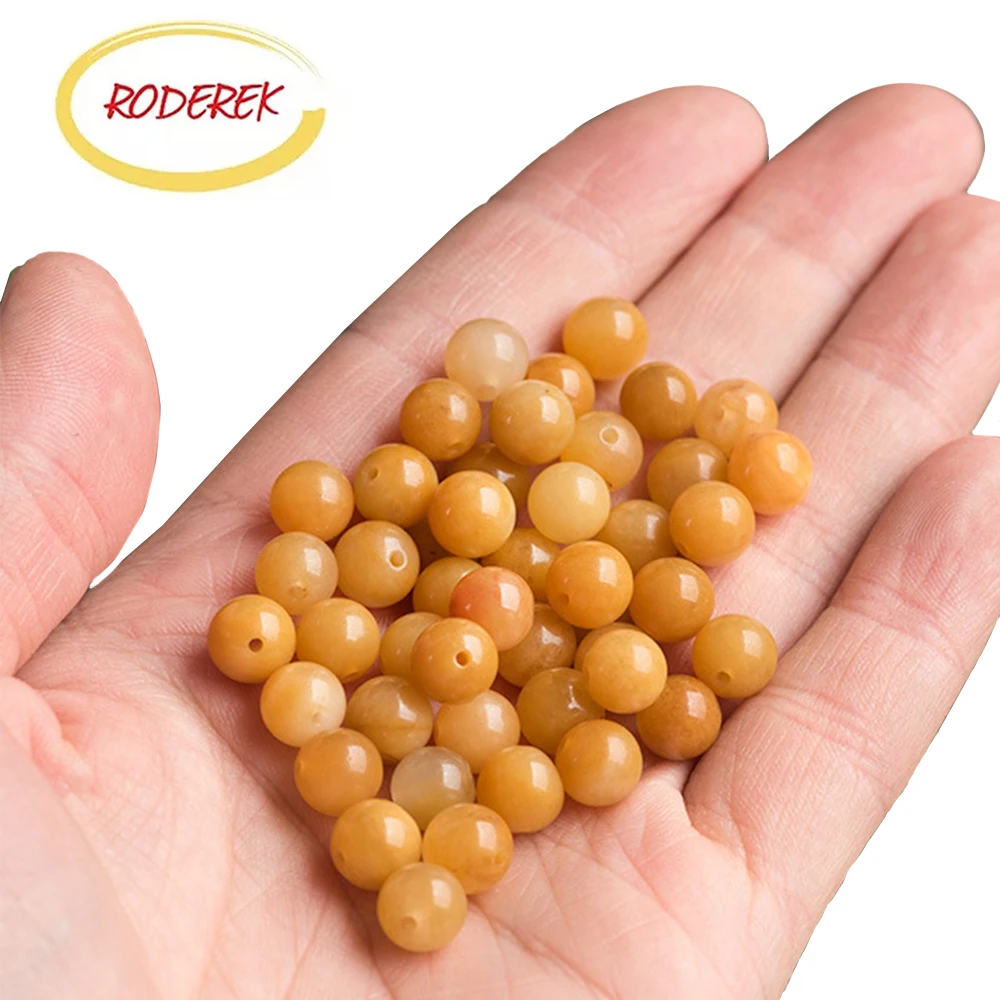 

Roderek Yellow Loose Xinjiang Golden Silk Jade with Holes to Make Jade Bracelet For Your Love