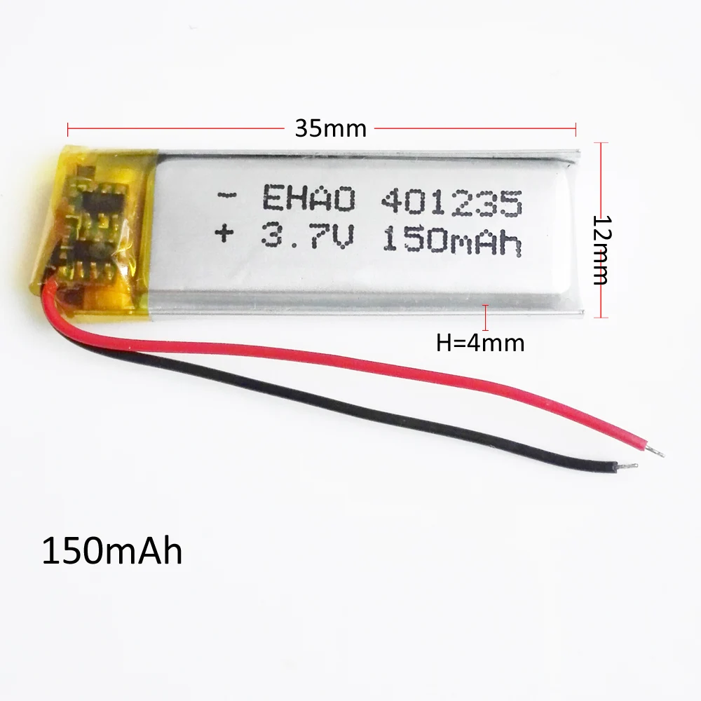 10 PCS 401235 150mAh 3.7V Lithium Polymer LiPo Rechargeable Battery Cells For Mp3 DVD Bluetooth Headphone Smart Watch MP4