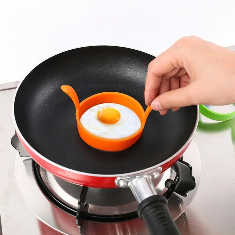 Round Silicone Breakfast Fried Egg Molds Creative Poacher Frier Pancake Ring Mould Tool Kitchen Accessiories Round Omelette 1PCS