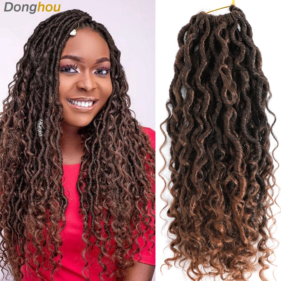 

Donghou Hair Ombre Brown Crochet Braid Messy Goddess Locs Hair 1b 30 27 Bug Color River Faux Locs Braiding Hair For Black Women