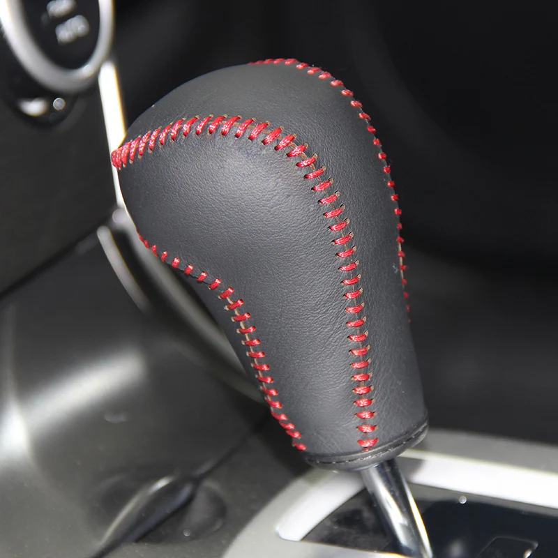 

Genuine Leather Gear Knob Cover For Mazda 6 AT Car on The Gear Shift Knob Gear Stick Case PPC Gear Shift Collar