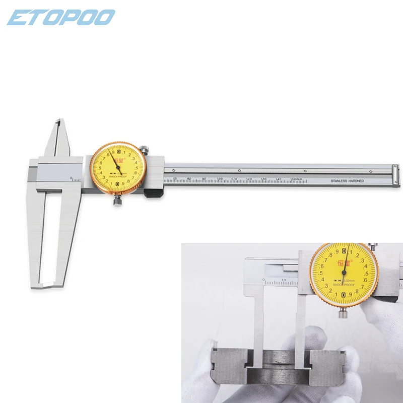 Knife-point  Inside Groove 9-150mm Dial Caliper Stainless Steel Long Claws Inner Vernier Calipers Measuring Tools inside caliper