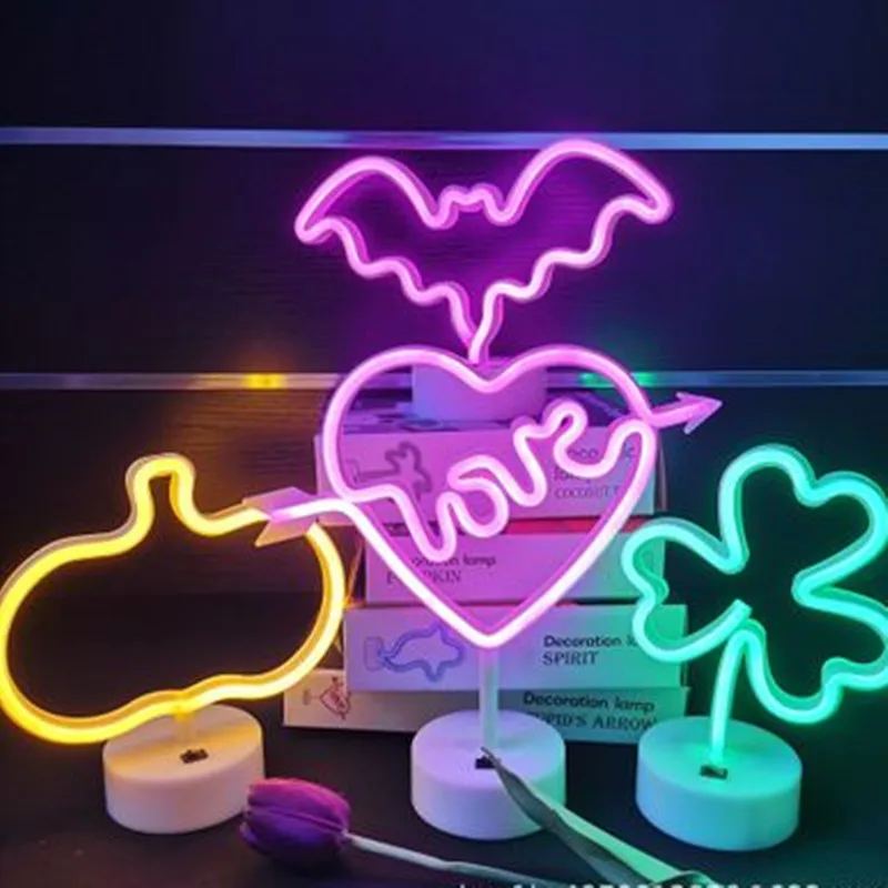 LED Neon Sign Unicorn Flamingo Shaped Night Light Decorative Table Lamp for Home Party Living Room Xmas Gift Neon Sign Lights