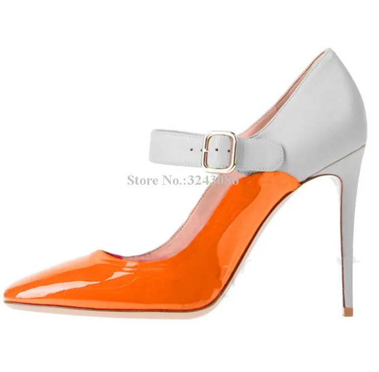 Candy Color Buckle Strap Stiletto Heel Pumps Shoes Women Fashion Pointed Toe Mixed Color Single Shoes Lady Real Photos High Heel