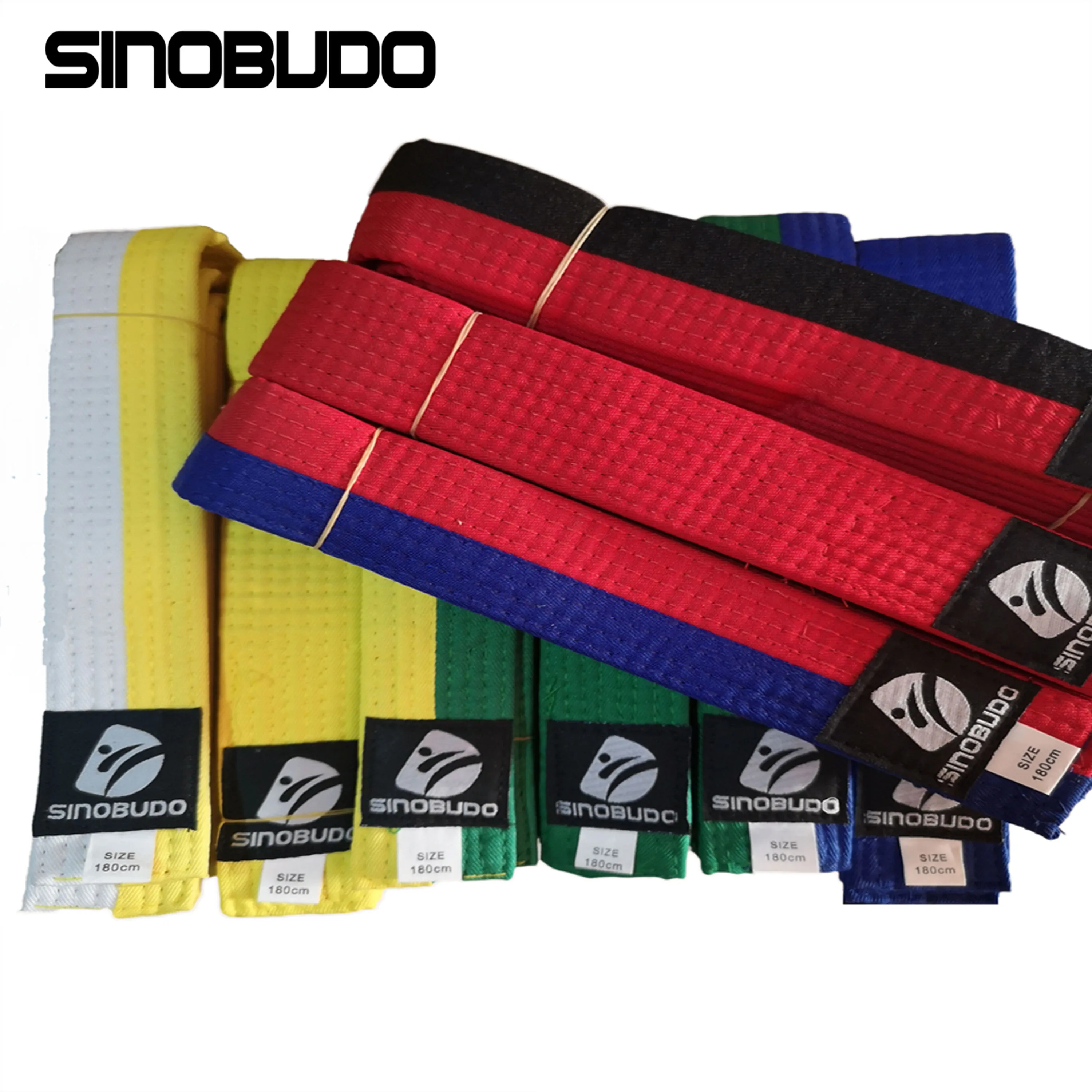 10 colores profesional WTF SINOBUDO cinturón de Taekwondo Karate Judo algodón doble envoltura uniforme artes marciales cinturón deportivo a rayas 1,8 m