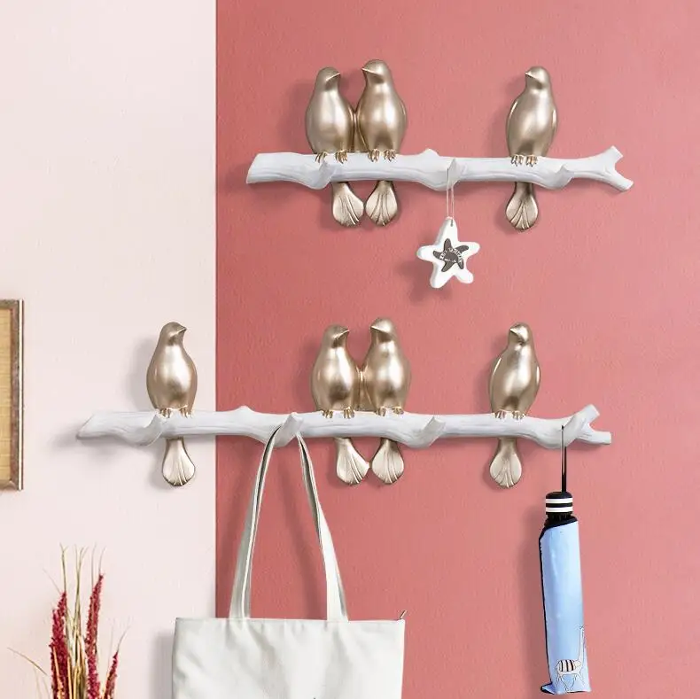 

American Animal Cute Bird Wall Hanger Resin Ornaments Home Livingroom Clothes Hook Wall Mural Deoartion Porch Furnishing Crafts