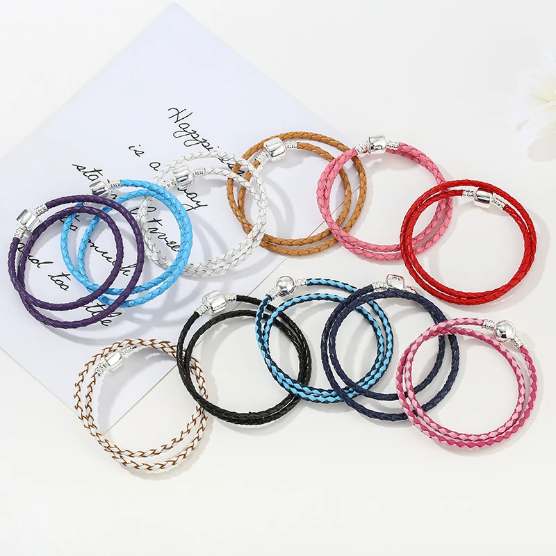 BAOPON 5Pcs/Lot Classic 10 Colors Line Leather String Charm Bracelet Fits DIY Rope Brand Bracelet For Women Men Jewelry Gift