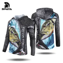 SPATA 2024 New Fishing Shirts Anti-UV Sun Protection Moisture-Wicking Breathable Long Sleeve Quick -Dry Hoodies Fishing Clothing