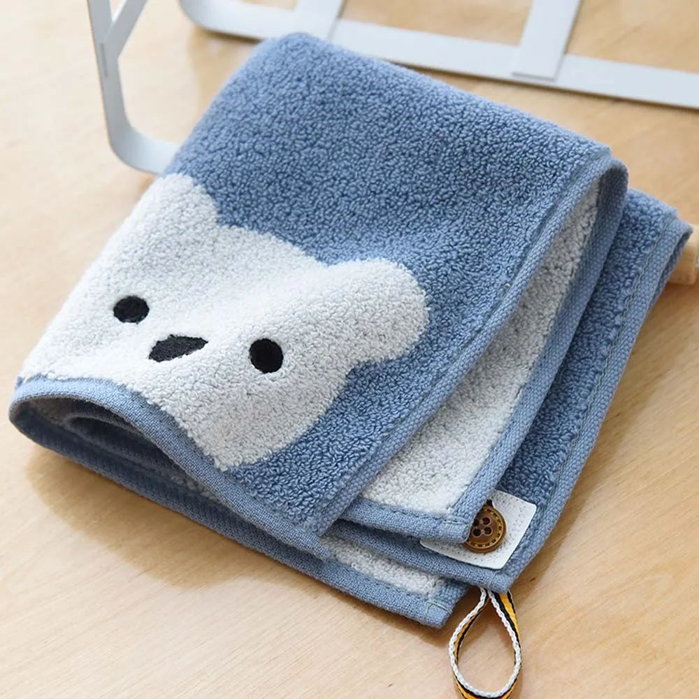 Children Towels Baby Face Towel Cute Cartoon Bear Pattern Hang Hand Towel Soft Cotton Towels Kids Bathroom Products