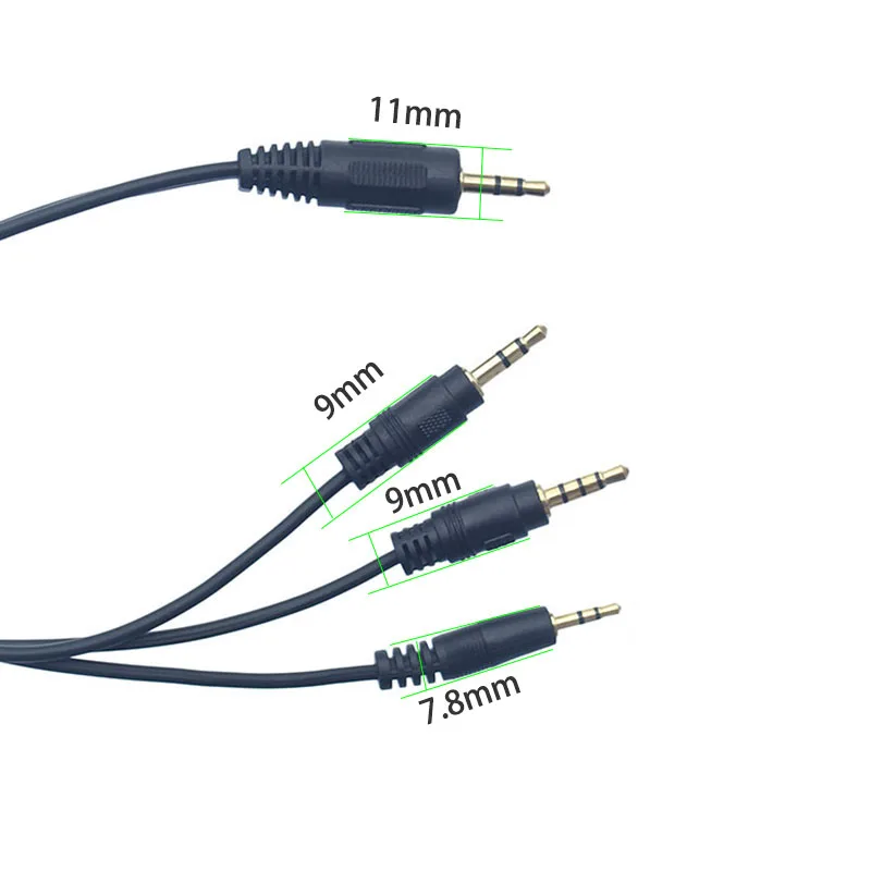 20cm Three in one multifunctional audio bifurcated short Y audio cable 3.5mm to 2x3.5mm male &2.5mm