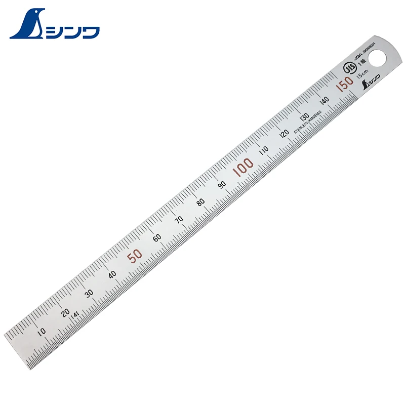 Japanese Shinwa stainless steel ruler thickened steel ruler high precision 15 / 30 cm  ruler slider