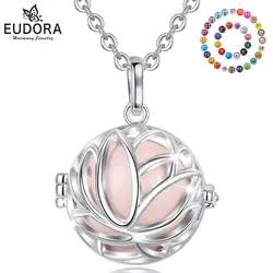 Eudora 20mm Unique Harmony Pregnancy Ball Necklace Pregnancy Bola Ball pendant with lotus Flower Cage New Jewelry with Box K387