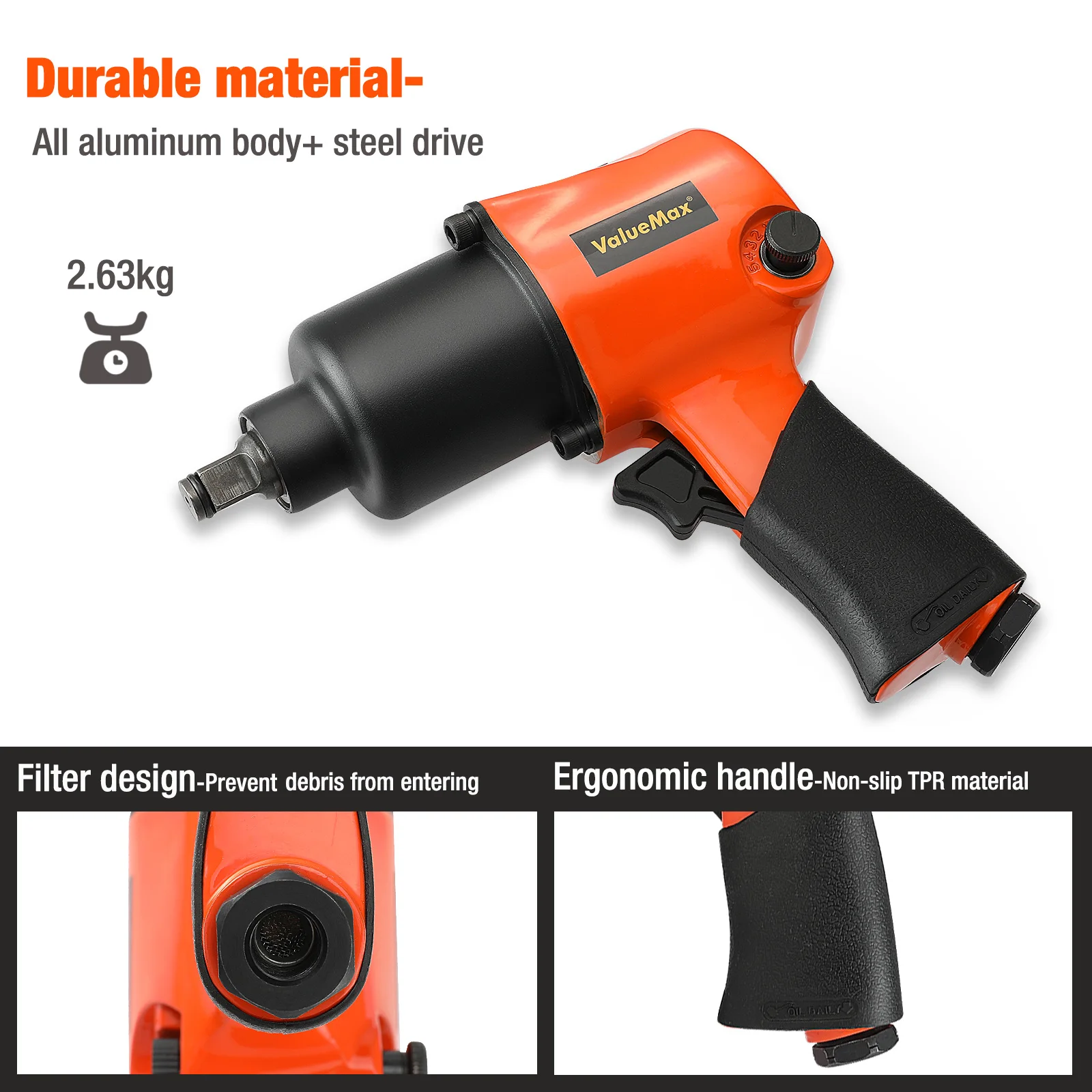 ValueMax 1/2 ''chiave pneumatica utensili pneumatici 610 NM chiave a percussione professionale Auto riparazione utensile elettrico chiavi per la rimozione dei pneumatici