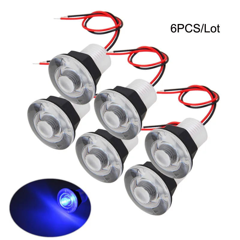 6PCS 12V 38mm Blue LED Navigation Light Boat Marine RV Lamp Waterproof For Yacht Marine Boat LED Navigation Light Sailing Signal