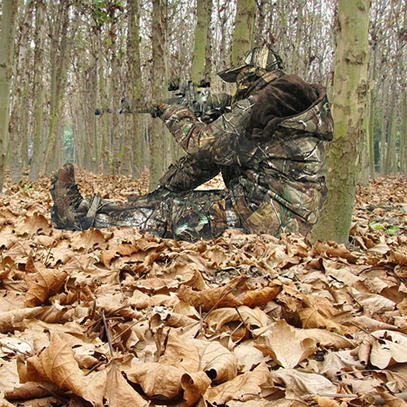 Tactical Winter Thermal Fleece Hunting Suits Men\'s Waterproof Bionic Camouflage Clothing Ghillie Suit Camo Windbreaker Jacket