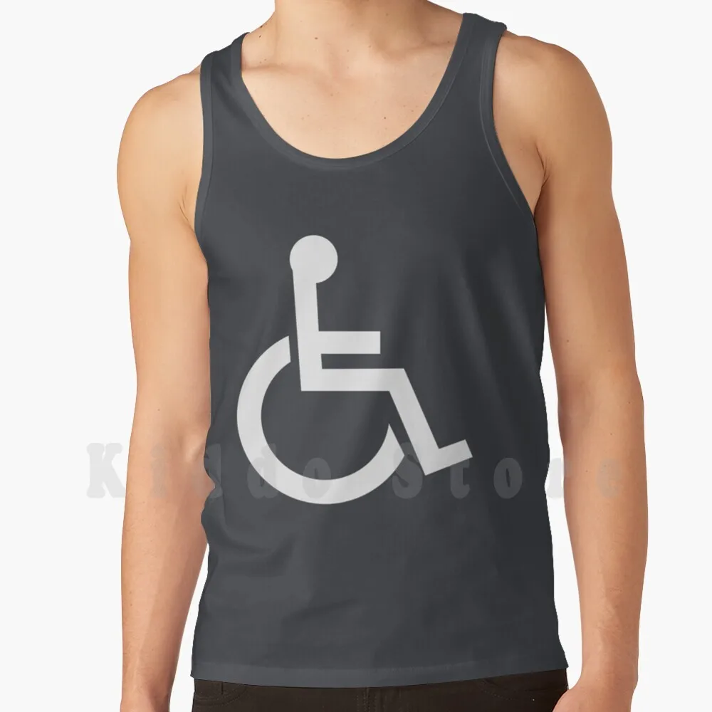 Disabled Icon Tank Tops Vest 100% Cotton Disabled Disability Handicap Accessible Sign Equality Equality Wheelchair Symbol