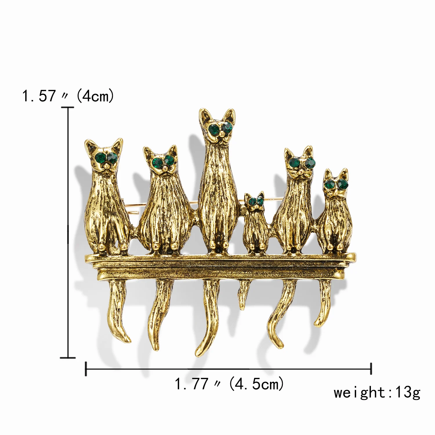 Rinhoo 6 süße Katzen Emaille Pin Vintage grüne Strass Augen Katze Broschen für Frauen Tier Kätzchen Casual Party Brosche Pins Geschenke – Detail 25