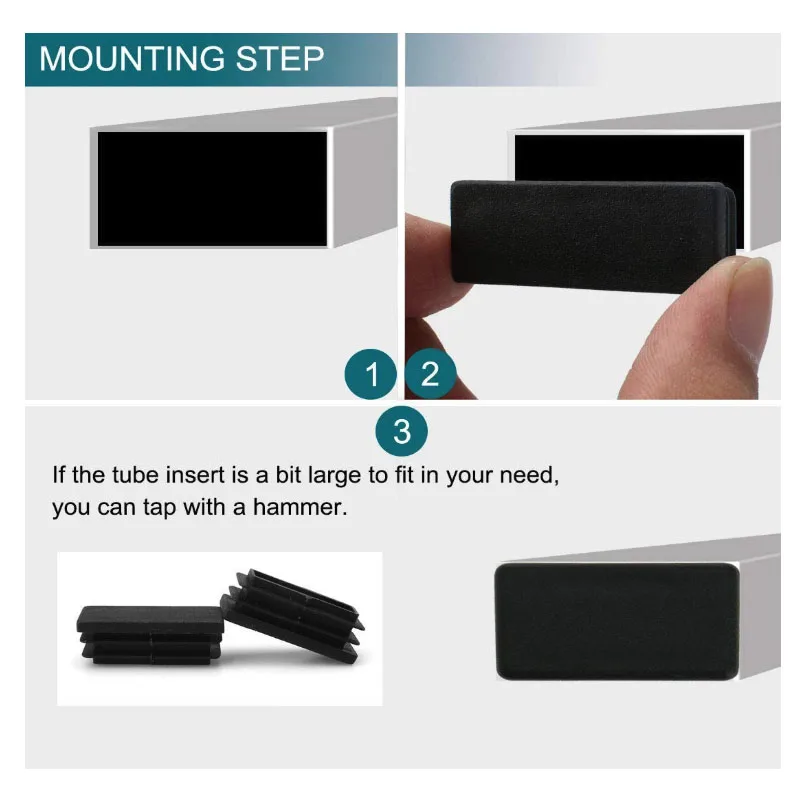 12 stücke Kunststoff Rechteck Rippen Rohr Einsätze Ende Abdeckung Kappe Möbel Glide Boden Protector