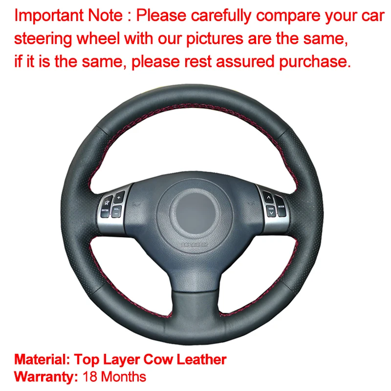 Hand Sewing Car Steering Wheel Cover Top Cow Leather For Suzuki Swift Sport 2005-2010 2011 Splash 2007- 2015 Opel Agila Vauxhall