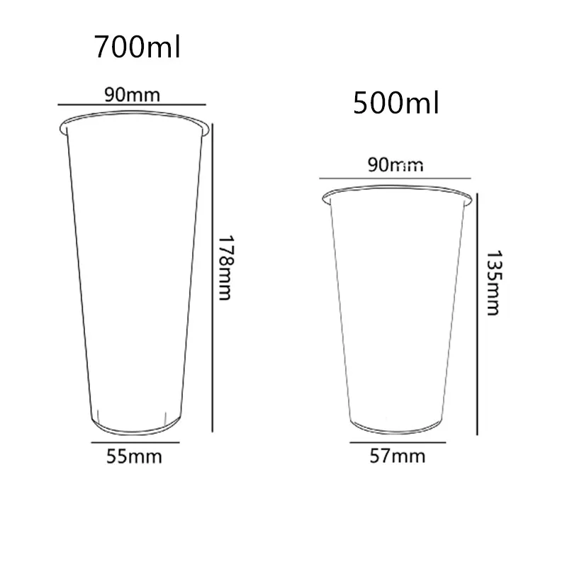 10 sets High quality 500ml 700ml hard plastic cup snack salad dessert large bowl birthday party favors milk tea ice cream cup