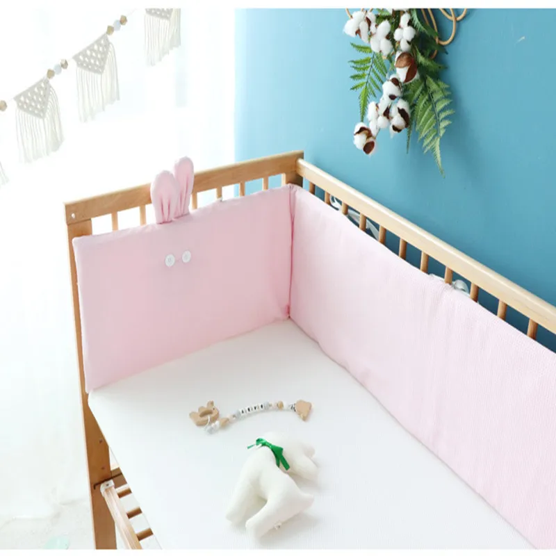 Giường Cũi Em Bé Ốp Lưng Cotton Bánh Tai Thỏ Trẻ Sơ Sinh Sơ Sinh Bảo Vệ Đệm Sleepping Gối Ốp Lưng Miếng Lót Cũi Hàng Rào Giường Beddin