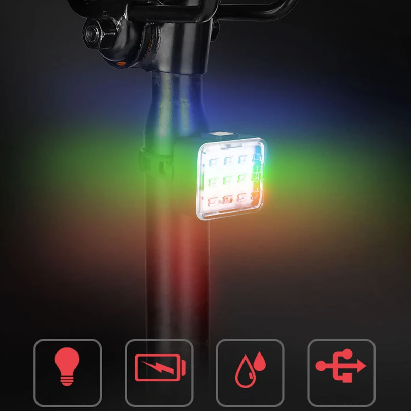 Color Bike Taillight Waterproof Riding Rear light Led Usb Chargeable Mountain Bike Cycling Light Tail-lamp Bicycle Light