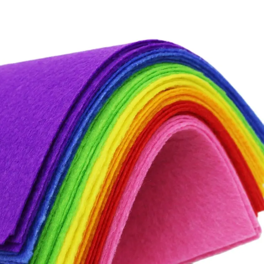 CMCYILING 28 Pcs/lot  15*15cm Rainbow Felt Fabric 1 MM Thickness Polyester Cloth For DIY Crafts Patchwork Felts Sheet