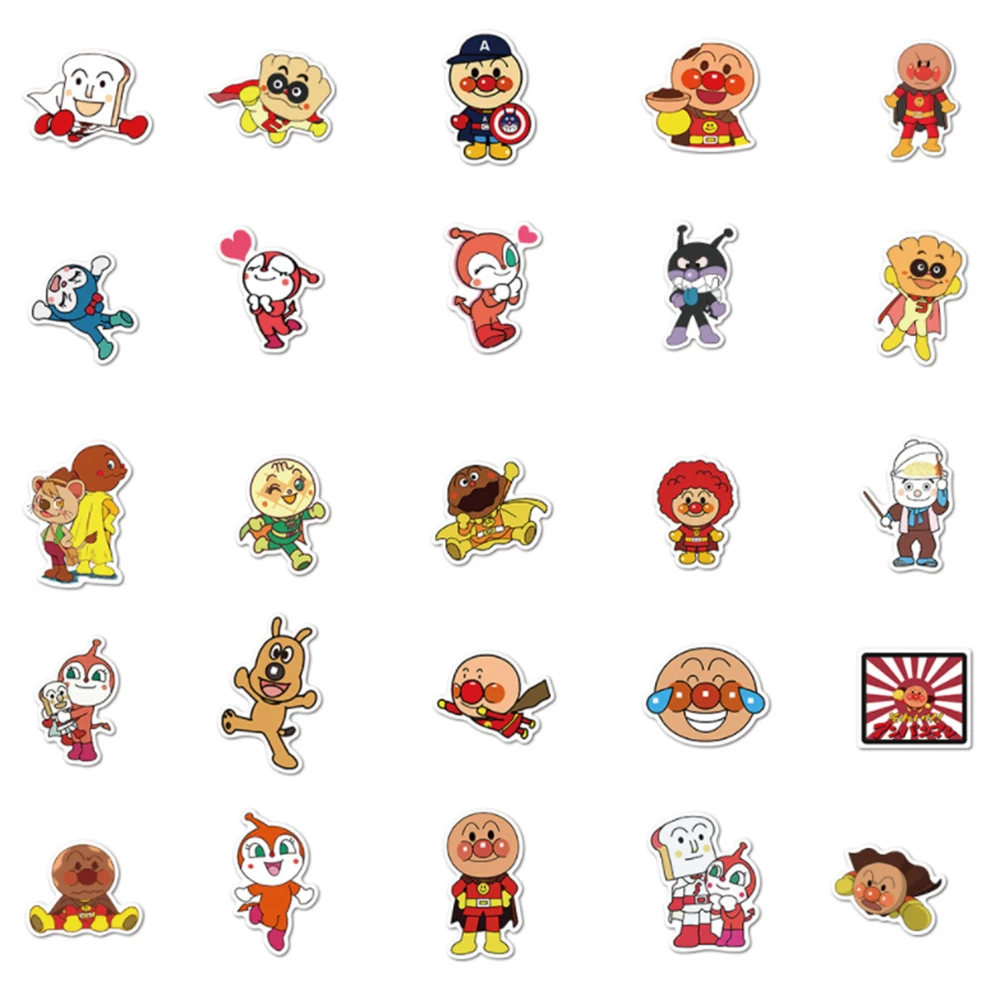 10/30/50pcs Anpanman Cartoon Stickers Kids Toy Decal Waterproof Suitcase Skateboard Laptop Luggage Fridge Phone Car DIY Sticker