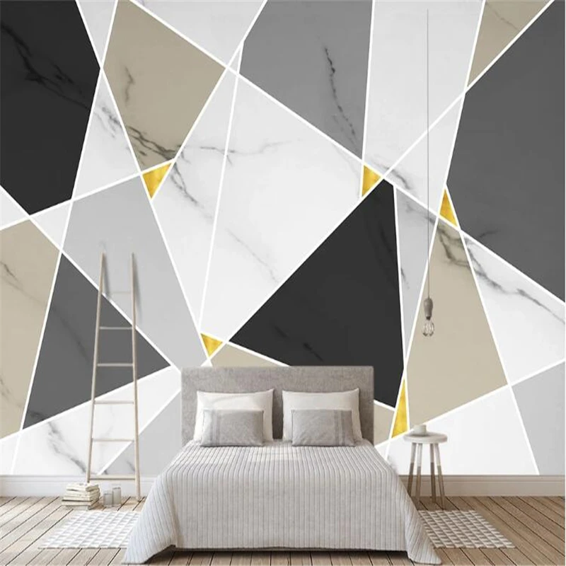 wellyu Custom Wallpaper Original modern minimalist geometric creative mosaic graphics jazz white marble wall papel tapiz para