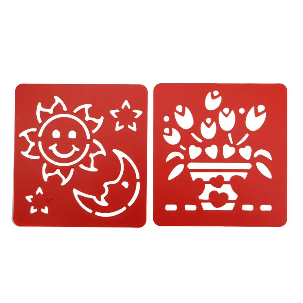 6Pcs/Set Painting Stencils DIY Spray Print Draw Hollow Template Scrapbooking Embossing Album Journal Scratch Drawing Stencils