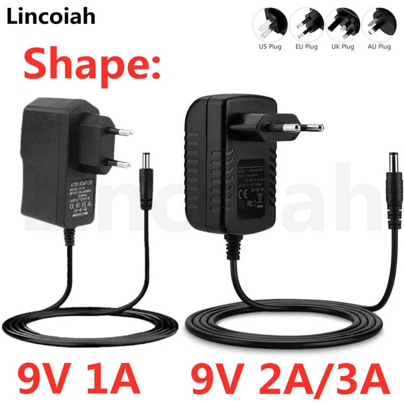 1PCS AC / DC Adapter DC 9V 1A 2A 3A AC 100-240V Converter power Adapter 9 V Volt 1000MA Charger Power Supply EU US Plug