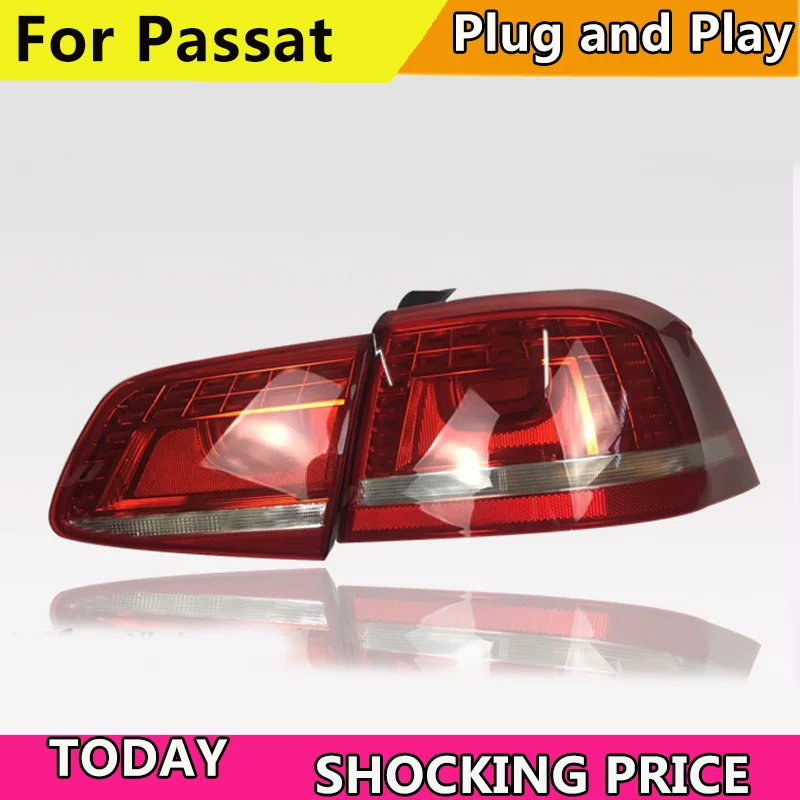 

Стайлинг автомобиля для нового заднего фонаря VW EUR Passat B7 2012 2013 2014 2015, задний фонарь Passat, задний DRL + указатель поворота + тормоз + задний ход