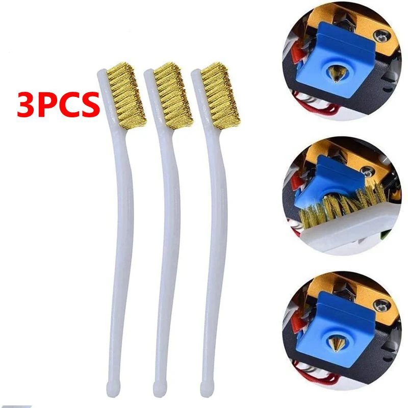 3D Printer Cleaner Tool Copper Wire Toothbrush Copper Brush Handle For Nozzle Heater Block Hotend Cleaning Hot Bed Parts