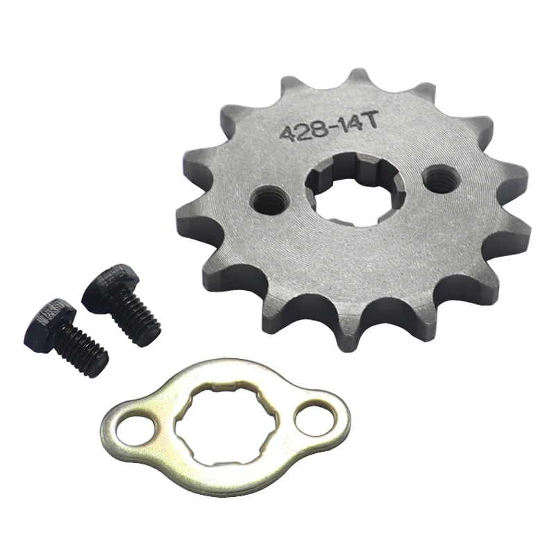 Łańcuch 428 14T 17mm 20mm Przednia Zębatka Silnika Do Motocykli Crossowych, ATV, Gokartów, Quadów, Pitbike'ów, Buggy'ów i Motocykli o Pojemności od 50cc do 125cc