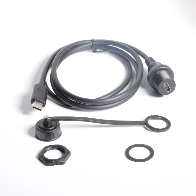 Cable de extensión de montaje USB tipo C 3,1 chapado en oro de 30cm para salpicadero de coche, barco, motocicleta, camión (USB-C 3,1 10gbps)