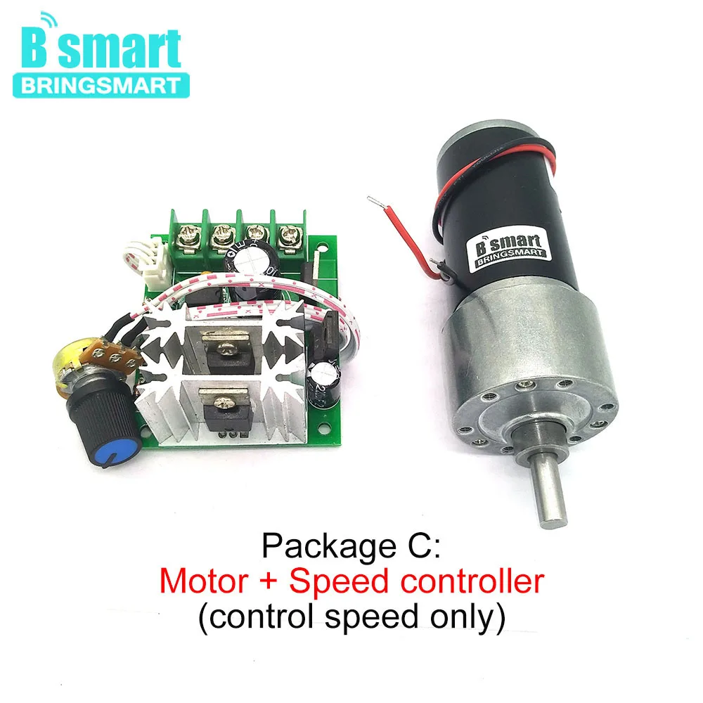 Bringsmart JGB37-3157 Slowdown Motor Large Torque DC Gearbox 12 Volt 24V Tubular Permanent Magnet Electric Motor 9-1280RPM