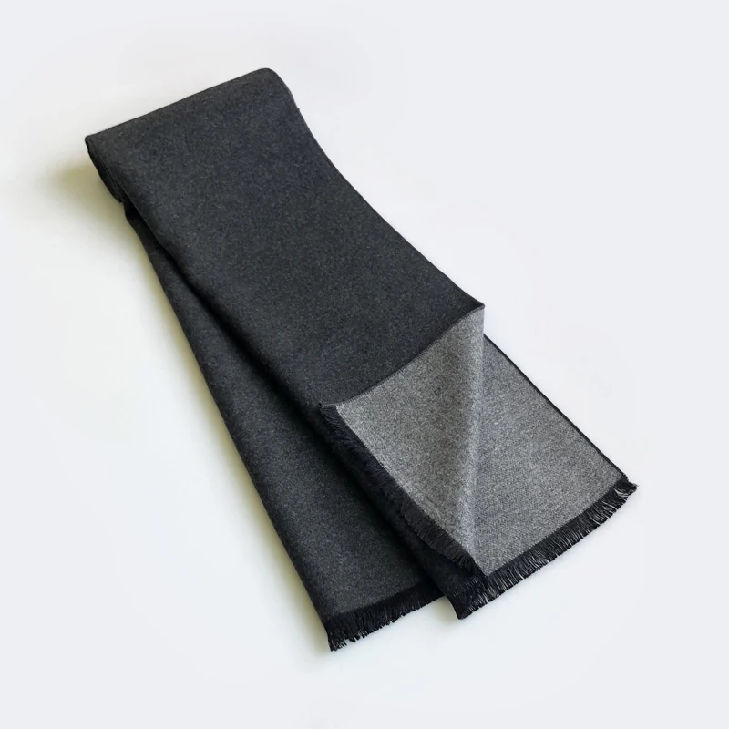 2024 Double Side Gray Color Men\'s Cashmere Scarf Fashion Simple Solid Color Scarves 30cm * 180cm Winter Warm Smooth Scarf