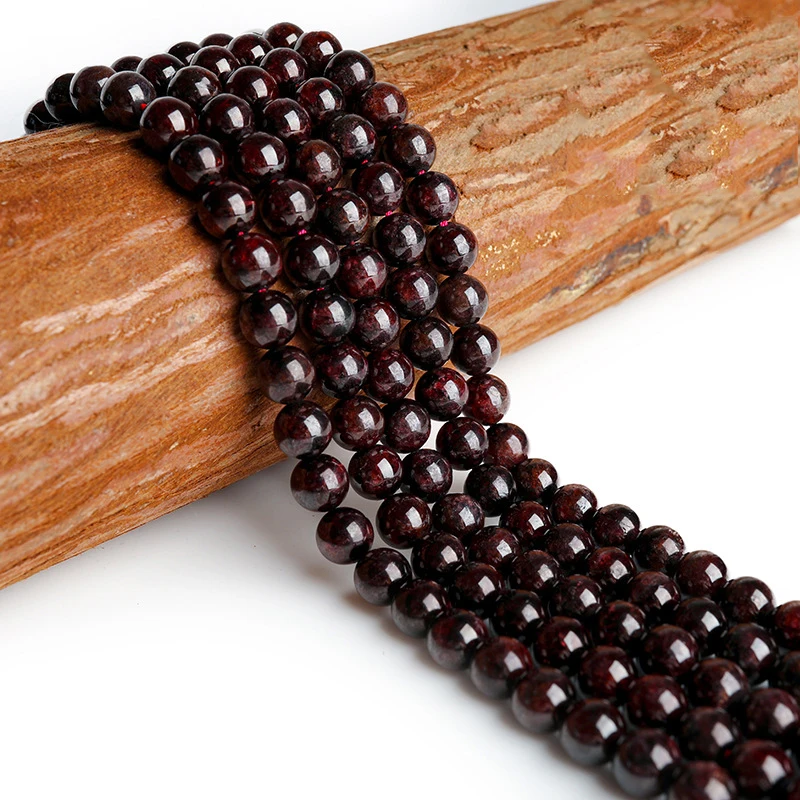 

Natural Dark Red Garnet Beads Round Loose Stone Beads For Jewelry Making DIY Bracelet Necklace Accessories 15'' 4/6/8/10/12mm