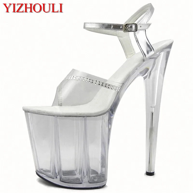 

womens Platforms shoes 20cm Exotic Dancer high heel shoes clear summer sandals Gorgeous motorcycle Crystal shoes