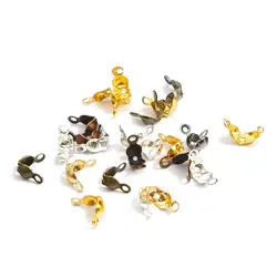 100pcs/lot Connector Clasp Fitting 4x7mm Ball Chain Calotte End Crimps Beads Connector Components For DIY Jewelry Making Supplie