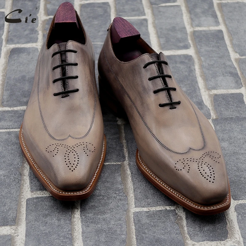 cie Goodyear Welted Handmade Shoes Leather Sole Men Formal Full Grain Calf Leather Dress Shoes Oxford Flat Office Shoes OX 811