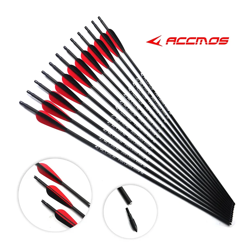 100%Pure Carbon Arrow Spine 600 700 800 Carbon Arrow For Recurve/Compound Bow Hunting/Shooting