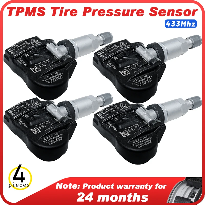 

4PCS TPMS Tire Pressure Sensor 433MHz for Honda Odyssey Ridgeline Pilot Acura Nsx Rdx Tlx 42753T6NA01 2016 2017 2018