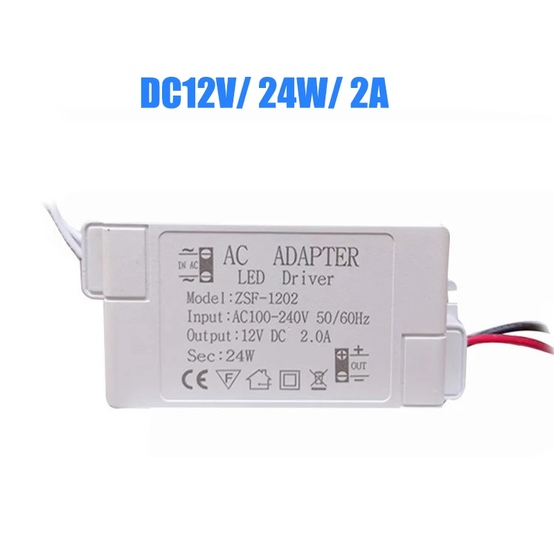 Alimentation LED avec boîtier, pilote AC 220V à DC 12V, 12W, 24W, 36W, bande LED ou éclairage de cuisine