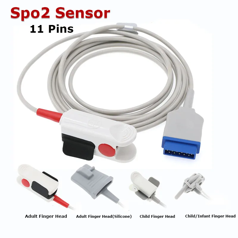 

Кабель с зажимом для пальцев для мониторов GE-Marquette EGE DASH2500 3000 4000 1800 2000 Spo2 Sensor Masimo Module 11 контактов