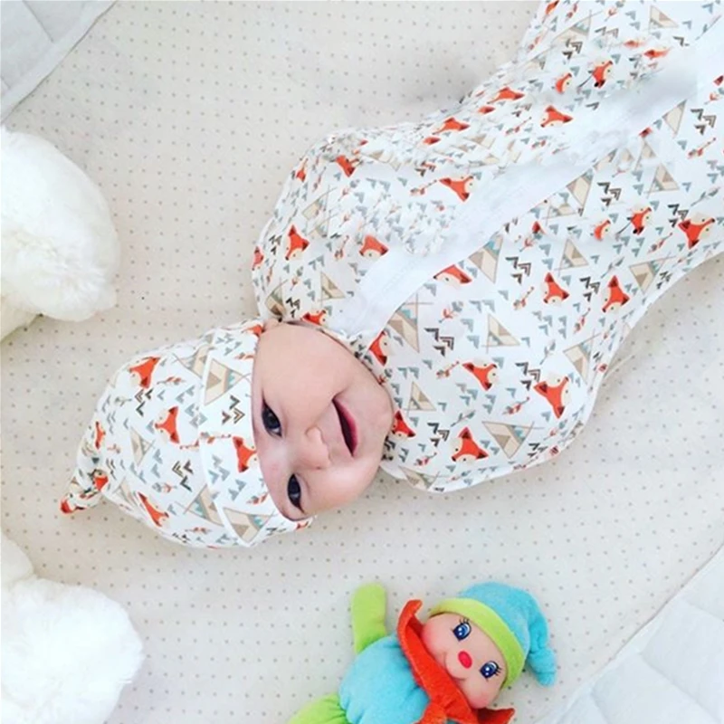 Sơ Sinh Trẻ Em Bé Túi Ngủ Hoạt Hình Cáo Gấu Trúc Tai Voi Thỏ Sữa In Hình Cotton Dễ Thương Dây Kéo Túi Ngủ + Mũ 0-6M