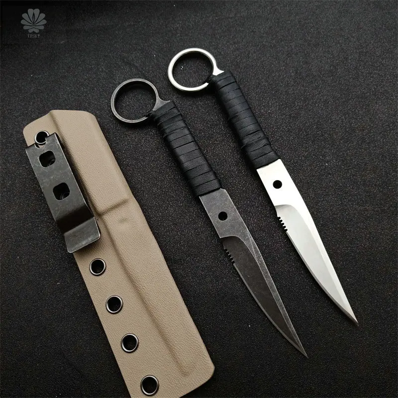 TRSKT Neck Knives 440c Blade Hunting Outdoor Survival Camping EDC Tool Pocket Knife With K Sheath Dropshipping