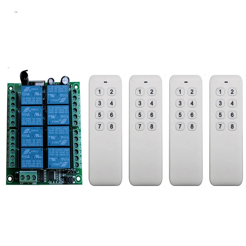 DC 12V 24V 8 CH Channels 8CH RF Wireless Remote Control Switch Remote Control System receiver transmitter 8CH Relay 433 MHz