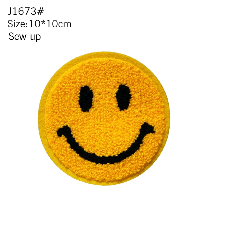 Cute Towel Smile Patch Embroidery Patch Clothes DIY Circular Sticker Cloth Sewing Bag / Jeans Decal