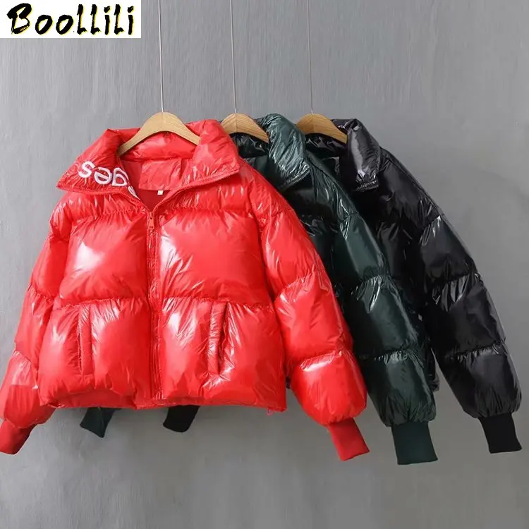 Winter Glossy 2023 Down Parka women's Waterproof Coat Embroidery jacket large size Loose Winter Warm Thick Parka Women Jacket